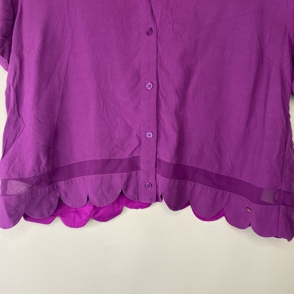 Armani Exchange Purple Short Sleeve Button Down Shirt With Scalloped Edges Large - Picture 3 of 12
